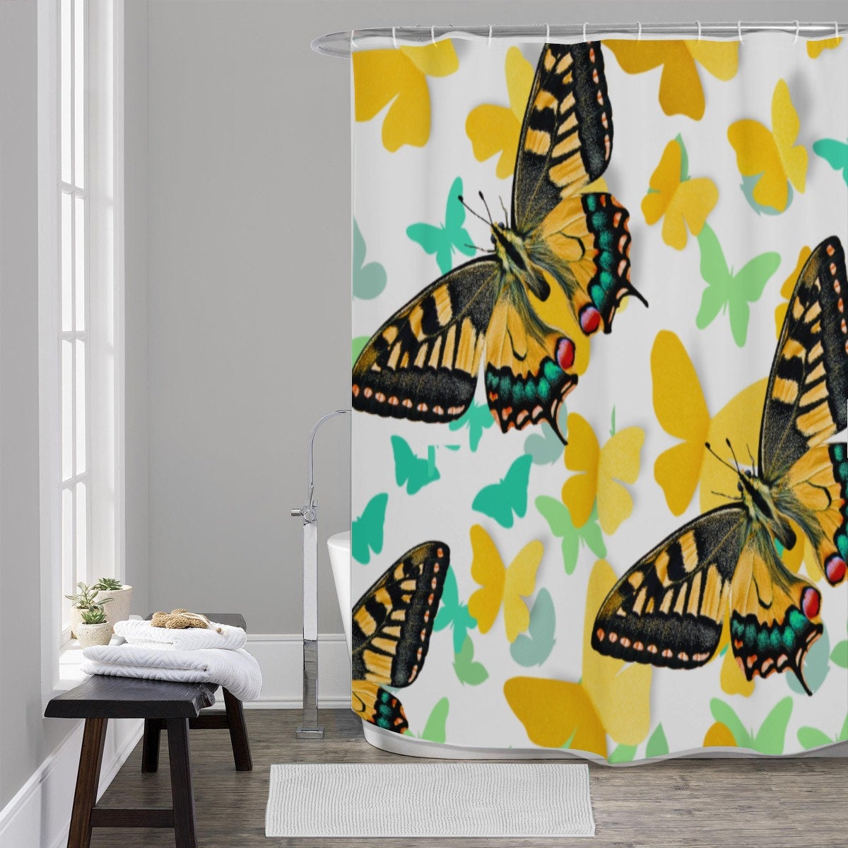 Gorgeous Golden Swallowtails Shower Curtain - Durable And Lightweight - Perfect For Any Bathroom