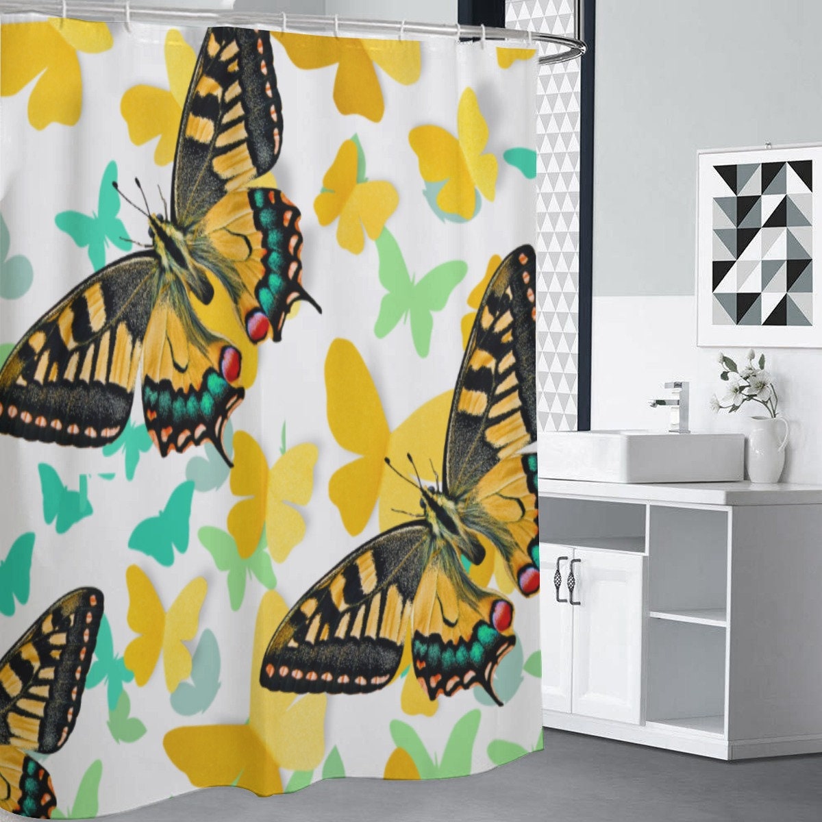 Gorgeous Golden Swallowtails Shower Curtain - Durable And Lightweight - Perfect For Any Bathroom