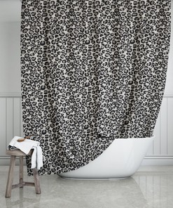 Gorgeous Gray Leopard Print Bathroom Shower Curtain with Animal Print Bath Curtain and Glam Bathroom Decor