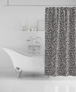 Gorgeous Gray Leopard Print Bathroom Shower Curtain with Animal Print Bath Curtain and Glam Bathroom Decor