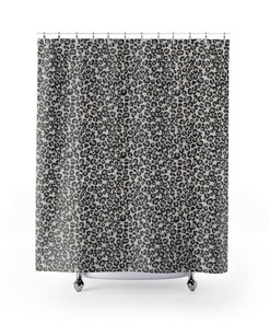 Gorgeous Gray Leopard Print Bathroom Shower Curtain with Animal Print Bath Curtain and Glam Bathroom Decor