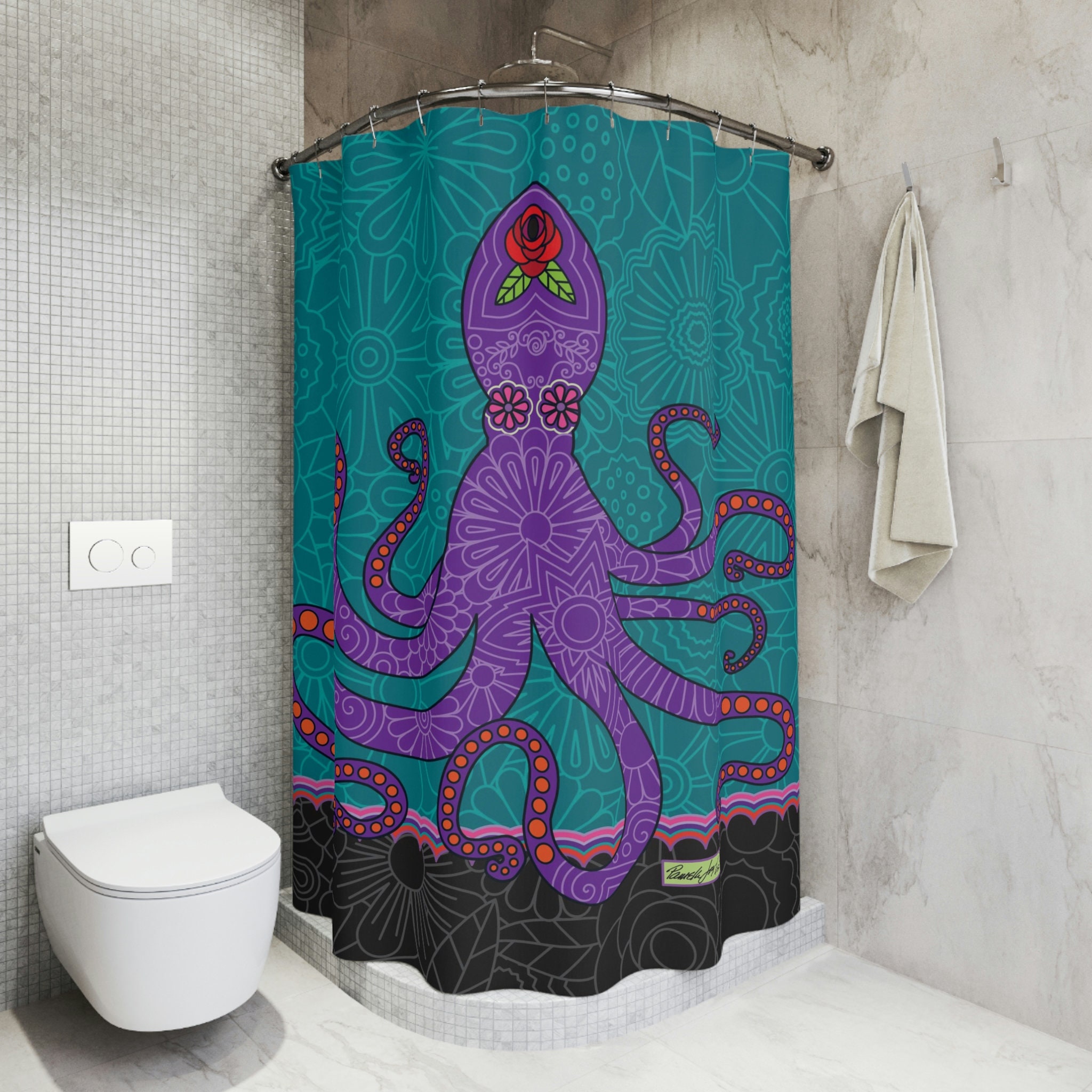 Gorgeous Octopus Art Shower Curtain for Your Bathroom
