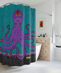 Gorgeous Octopus Art Shower Curtain for Your Bathroom