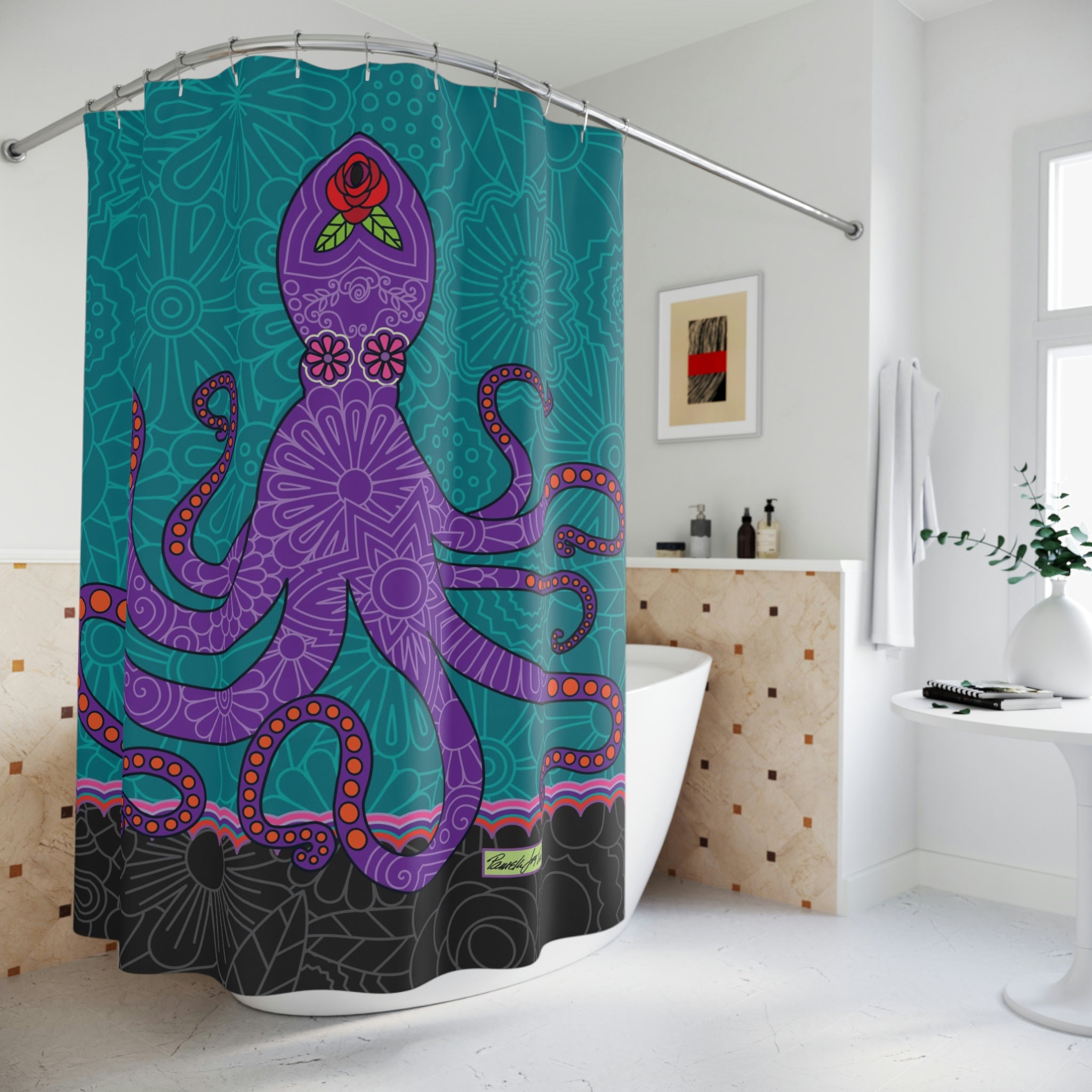 Gorgeous Octopus Art Shower Curtain for Your Bathroom