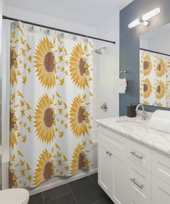 Gorgeous Sunflower Shower Curtain for a Refreshed Bathroom