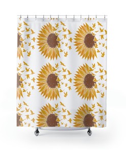 Gorgeous Sunflower Shower Curtain for a Refreshed Bathroom
