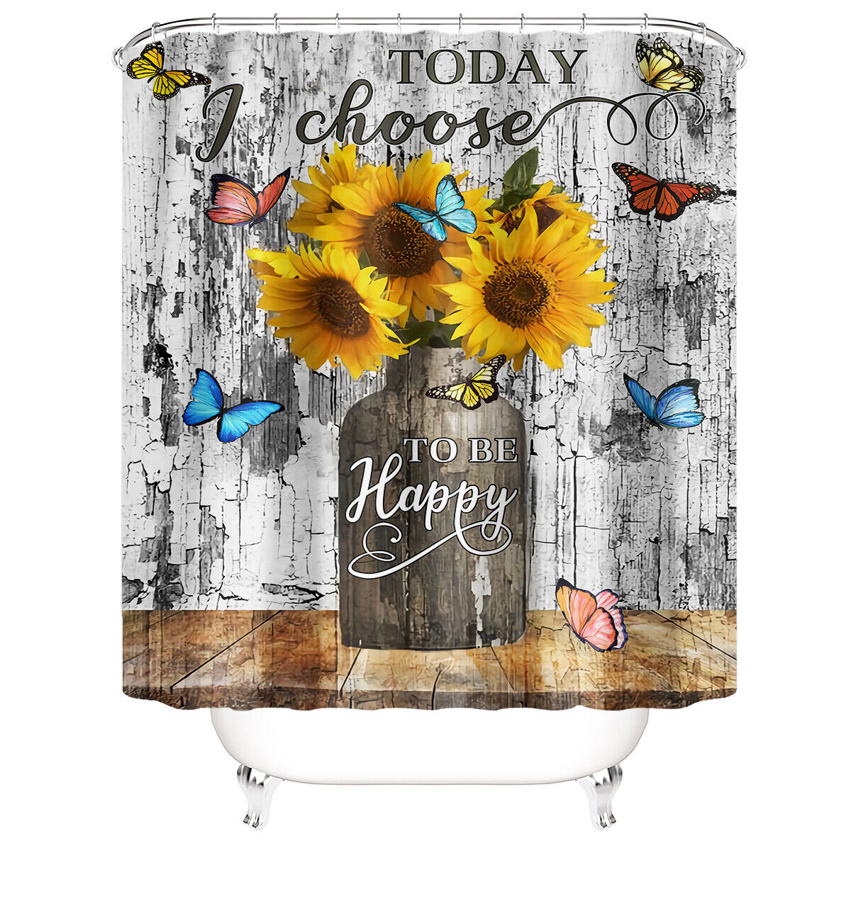 Gorgeous Sunflower and Butterfly Shower Curtain, Bathroom Decor