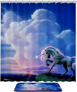 Gorgeous Unicorn Shower Curtain with Matching Bathroom Decor