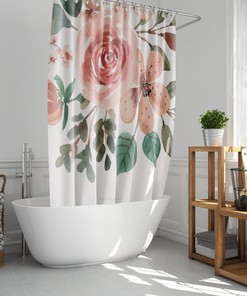 Gorgeous Watercolor Summer Flowers Shower Curtain for a Botanical-Inspired Bathroom