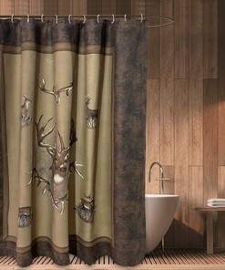 Gorgeous Whitetail Ridge Bath Shower Curtain, Rustic Bathroom Curtain for Nature Lovers