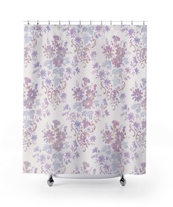Gorgeous William Morris Floral Shower Curtain with Pink Decor and Rainbow Print for Your Bathroom