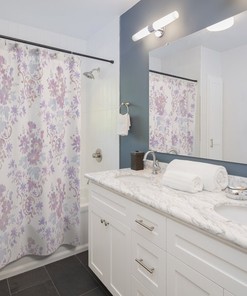 Gorgeous William Morris Floral Shower Curtain with Pink Decor and Rainbow Print for Your Bathroom