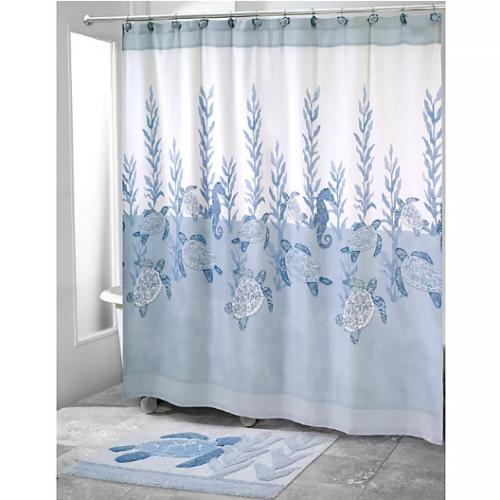 Gorgeous and Soothing Seahorse Shower Curtain for Oceanic Bathroom Decor