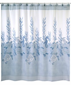 Gorgeous and Soothing Seahorse Shower Curtain for Oceanic Bathroom Decor