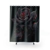 Gothic Black Rose Shower Curtain With Scary Dark Flower Print For Bathroom 