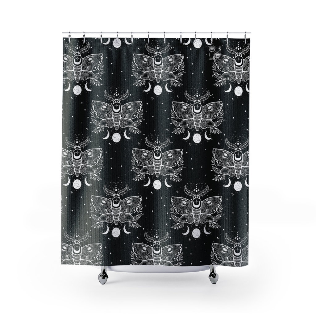 Gothic Butterfly Moth Starry Night Shower Curtain