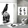 Gothic Crow Print Skull Shower Curtain - Unique Bathroom Decor for Skeleton Lovers