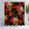 Gothic Floral Skeleton Skull Fabric Shower Curtain - Unique Gothic Bathroom Decor 