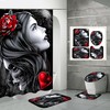 Gothic Flower And Skull Shower Curtain - Dark And Romantic Bathroom Decor 