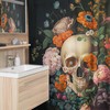 Gothic Memento Mori Shower Curtain with Floral Skull Still Life Print 