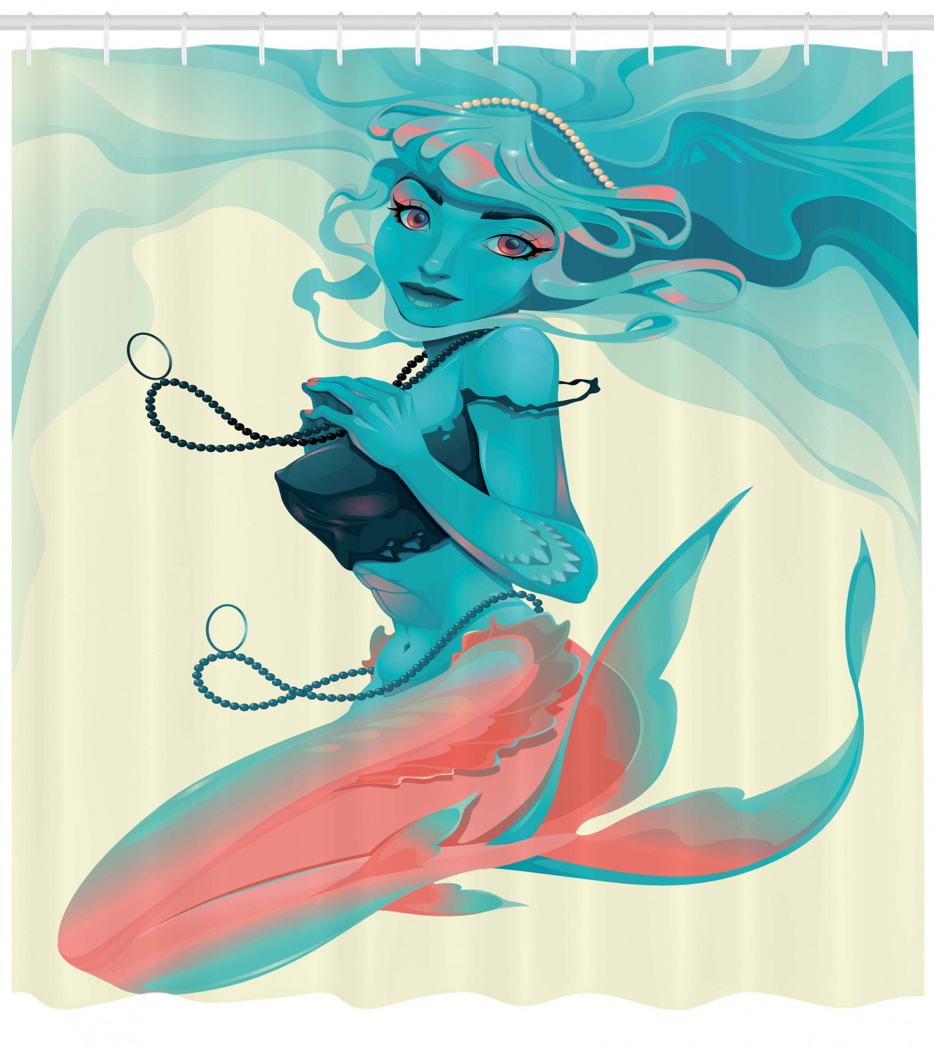Gothic Mermaid Print Shower Curtain For Dark And Mysterious Bathroom - Image 4