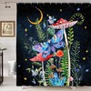 Gothic Moon Phase Butterfly Print Shower Curtain For Boho Bathroom Decor