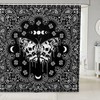 Gothic Moth Shower Curtain With Paisley Floral Design For Kids Bathroom Decor