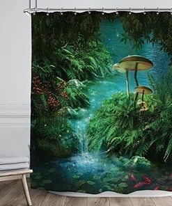 Gothic Mushroom Forest Shower Curtain - Mysterious Bathroom Decor
