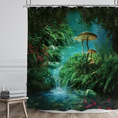 Gothic Mushroom Forest Shower Curtain - Mysterious Bathroom Decor
