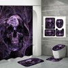 Gothic Purple Skeleton Skull Print Shower Curtain Set for Unique Bathroom Decor