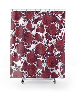 Gothic Red Roses Shower Curtain With Romantic And Dramatic Print 