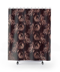 Gothic Rose Gold Maroon Shower Curtain, Elegant Luxury For Your Bathroom