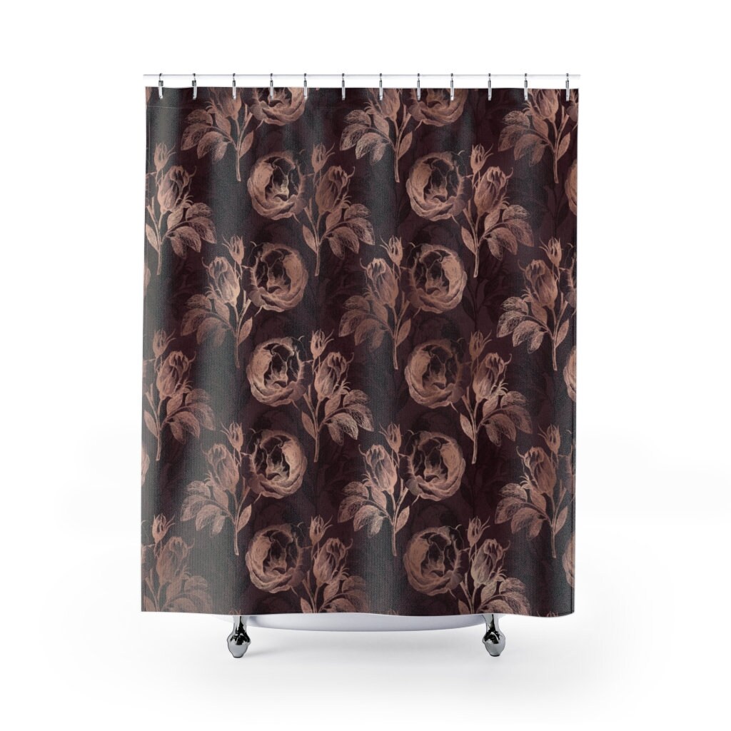 Gothic Rose Gold Maroon Shower Curtain, Elegant Luxury For Your Bathroom