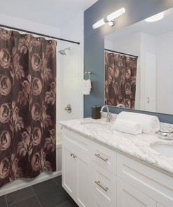 Gothic Rose Gold Maroon Shower Curtain, Elegant Luxury For Your Bathroom