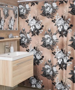 Gothic Rose Gold Shower Curtain Set, Mysterious Bathroom Decor With Intriguing Design