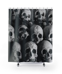 Gothic Skull Bathroom Curtain, Custom Waterproof Shower Curtain With Halloween Art