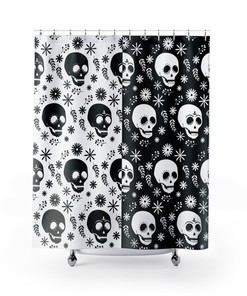 Gothic Skull Head Print Shower Curtain for a Bold Bathroom Statement