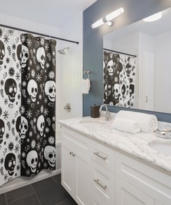 Gothic Skull Head Print Shower Curtain for a Bold Bathroom Statement