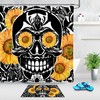 Gothic Skull With Sunflowers Waterproof Shower Curtain For A Creative And Edgy Bathroom