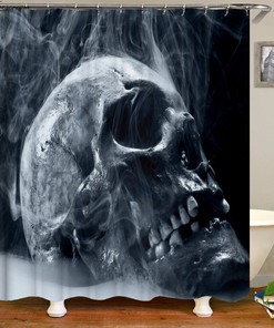Gothic Sugar Skull Skeleton 3D Shower Curtain For A Spooky Bathroom Decor