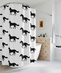 Graceful Horse Shower Curtain - Rustic Animal Themed Bathroom Decor 