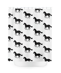 Graceful Horse Shower Curtain - Rustic Animal Themed Bathroom Decor