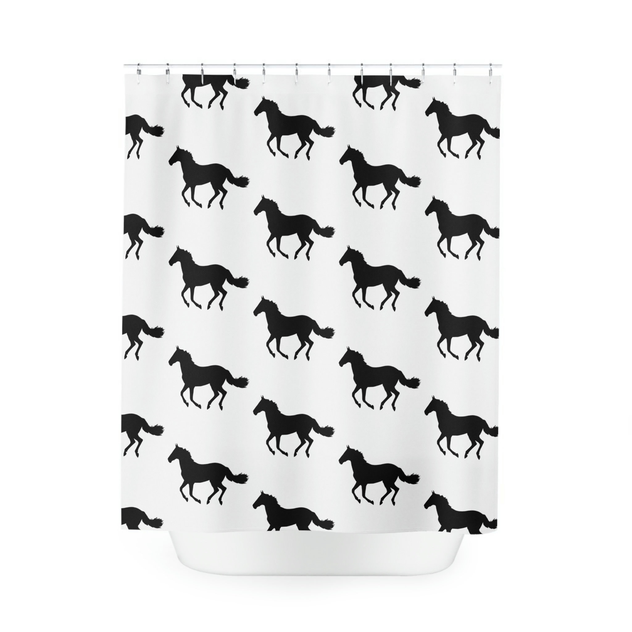 Graceful Horse Shower Curtain - Rustic Animal Themed Bathroom Decor