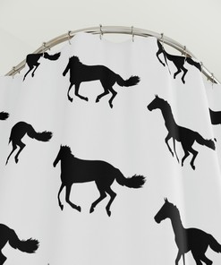 Graceful Horse Shower Curtain - Rustic Animal Themed Bathroom Decor