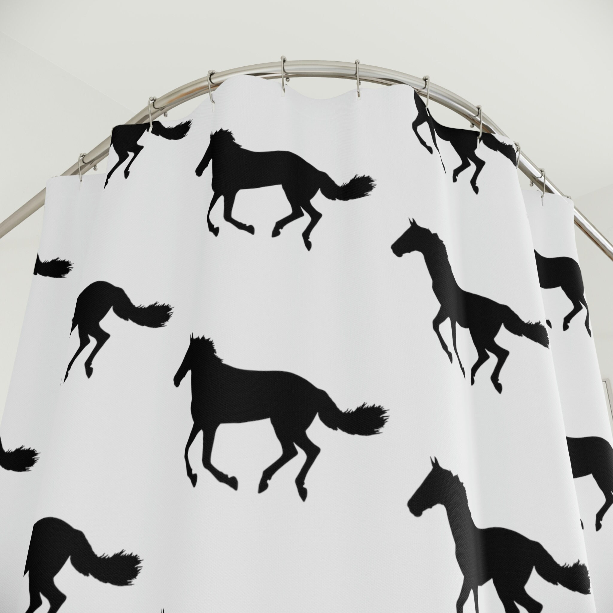 Graceful Horse Shower Curtain - Rustic Animal Themed Bathroom Decor