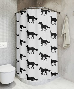 Graceful Horse Shower Curtain - Rustic Animal Themed Bathroom Decor