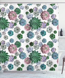 Graceful Succulent Plants Garden Print Shower Curtain For A Relaxing Bath