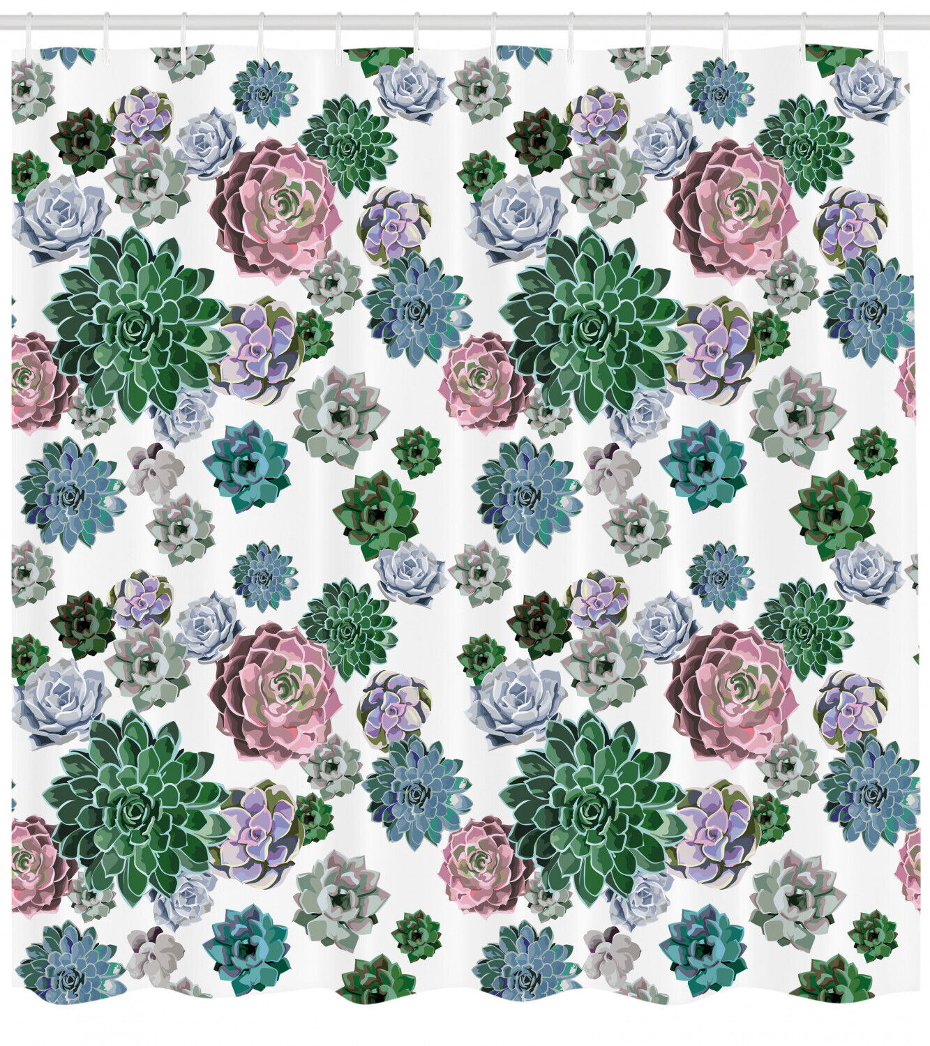 Graceful Succulent Plants Garden Print Shower Curtain For A Relaxing Bath - Image 2