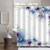 Gradient Floral Abstract Shower Curtain Elegant Plant Fabric With Flower Leaf Pattern 