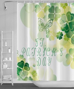 Gradient Floral Abstract Shower Curtain Elegant Plant Fabric With Flower Leaf Pattern